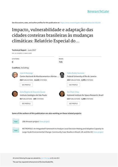 Impacto Vulnerabilidade E Adaptacao Das Cidades Costeiras Brasileiras