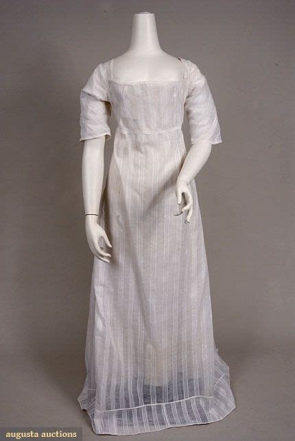 Woven Striped White Dress 1800 1810 Augusta Auctions November 2007