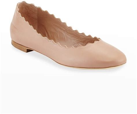 Chloé Lauren Scalloped Ballet Flats in Pink Leather UFO No More