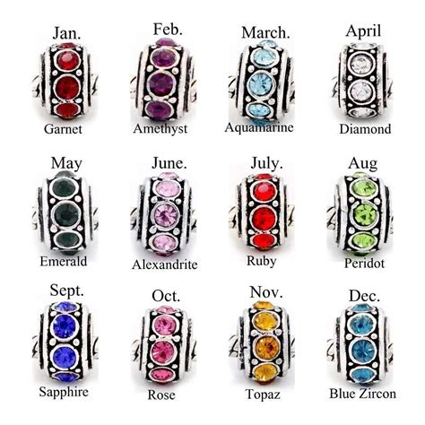 1 Xsilver Tone Charm Sparkle Birthstone Bead For European Bracelet Pandora Jewelry Pandora