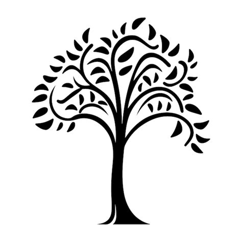 Clipart De Silhouette Noire D Arbre Sur Fond Blanc Vecteur Premium