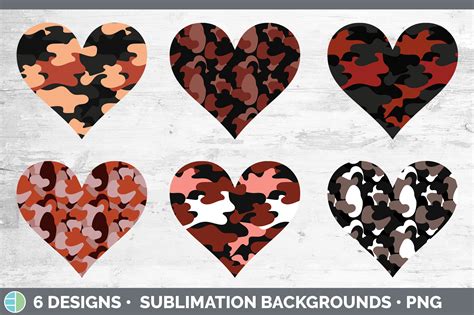 Red Camo Hearts Clipart By Enliven Designs TheHungryJPEG