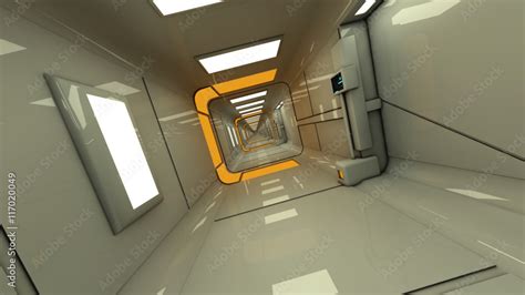 3d render interior. Futuristic hallway. Interior concept design Stock ...