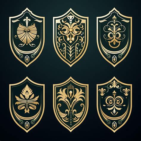 Premium Ai Image Set Of Exalted Coats Of Arms Symmetrical Pattern Shape Escutcheon L Clipart