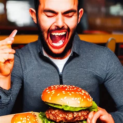 Man Taking A Big Bite Out Of A Juicy Hamburger Stable Diffusion OpenArt