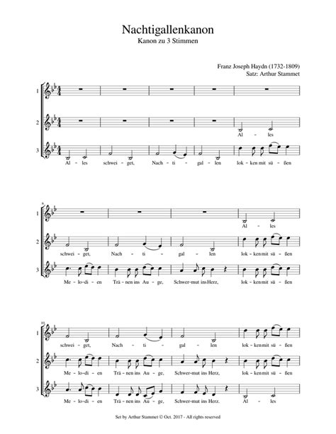 Haydn - Nachtigallenkanon (Kanon zu 3 Stimmen) Sheet music for Mezzo ...