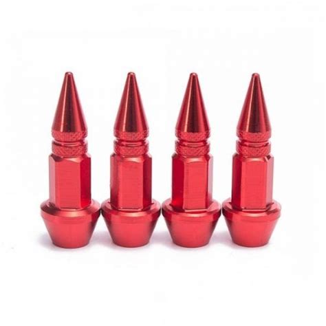 Aluminium Tire Valve Stem Cap Spike Red Avcon Group Racing Accessories