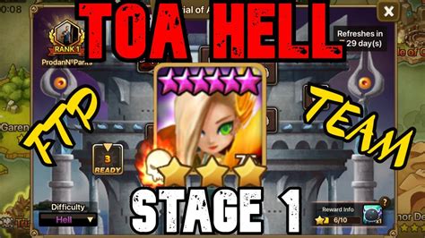 Summoners War Ftp Toa Hell Stage Seara April Youtube