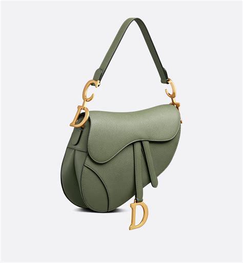 Saddle Bag with Strap Cedar Green Grained Calfskin | DIOR