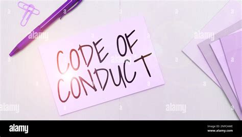 Hand Writing Sign Code Of Conduct Business Concept Ethics Rules Moral