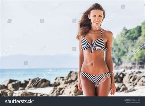 Woman Bikini Walking On Tropical Beach Stock Photo Shutterstock