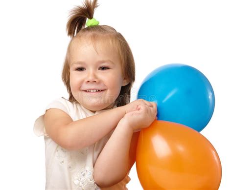 Petite Fille Avec Des Ballons Photo Stock Image Du Petite Fille