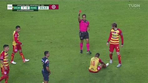 Morelia vs América Segunda tarjeta amarilla y consecuente expulsión