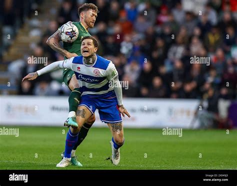 Dan Scarr Of Plymouth Argyle Defending During The Sky Bet Championship