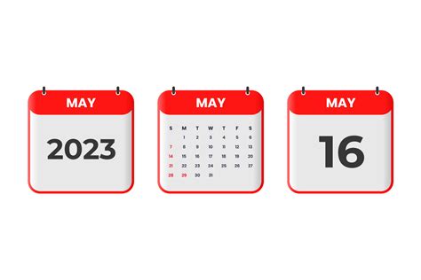 May 2023 calendar design. 16th May 2023 calendar icon for schedule ...