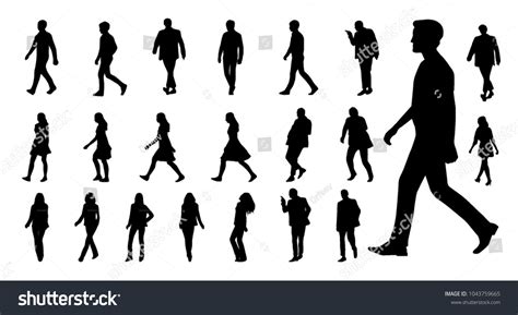 Vector Collection Walking People Silhouettes Stock Vector (Royalty Free ...