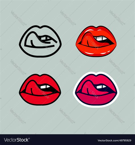 Female Licking Sexy Lips Mouth With Tongue Vector Image