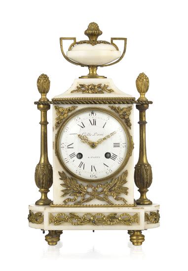 Pendule Borne De Style Louis Xvi Xixe S En Marbre Blanc Et