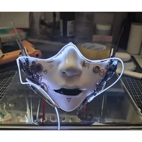 Self-design Luminous Cyberpunk Half-face Mask, Futuristic Mask With