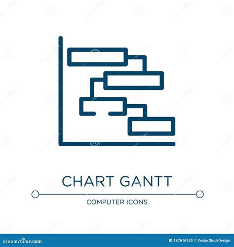 Chart Gantt Icon. Linear Vector Illustration From Computer And Media Collection. Outline Chart ...