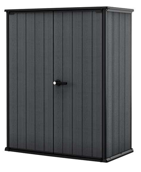 Keter Cortina Alto Veritcal Durable Resin Outdoor Storage Shed With Floor And Double Doors For