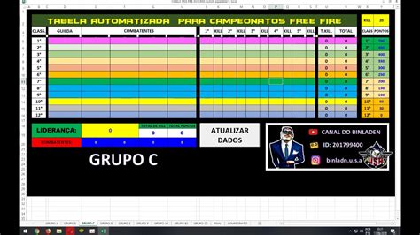 Tabela Automatizada Para Campeonatos Torneio Free Fire Youtube