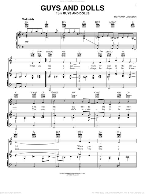 Guys And Dolls Sheet Music For Voice Piano Or Guitar Pdf