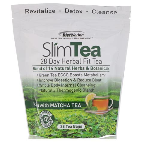 Dietworks Slim Tea 28 Day Herbal Fit Tea Lemon 28 Tea Bags Iherb