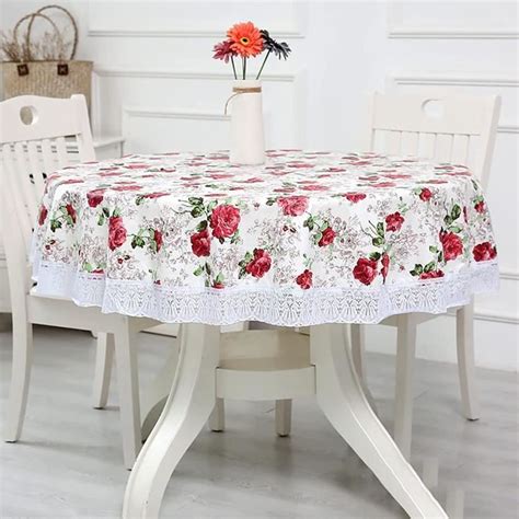 Nappe Toile Cirée Pvc Ronde Avec Motif Floral Et Dentelle Nappe Ronde