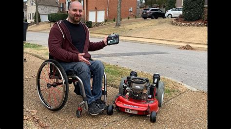 Wheelchair User Builds Remote Controlled Lawn Mower Youtube