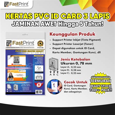 Jual Fast Print Lembaran Kertas Pvc Bahan Id Card Ukuran Mm