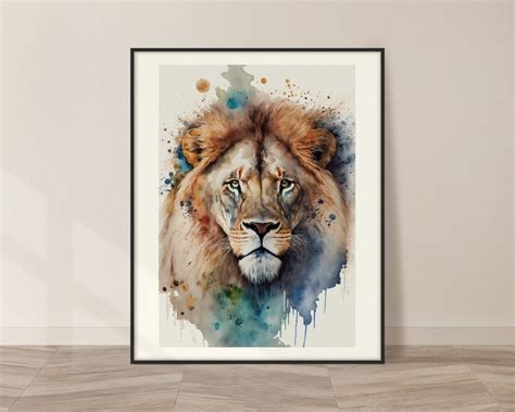 Lion Watercolor Art Print, Lion Painting Wall Art Decor, Original ...