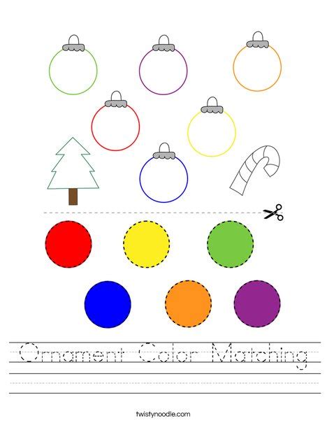 Ornament Color Matching Worksheet Twisty Noodle