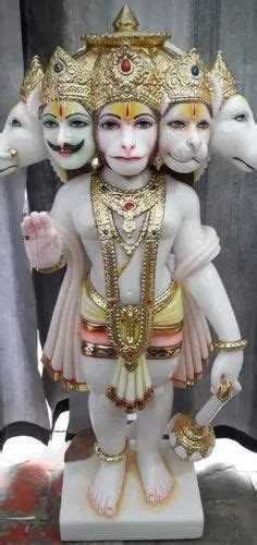 Jaipurcrafts White Panchmukhi Hanuman Marble Moorti For Temple Size