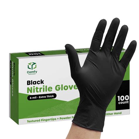 100 Count Black Nitrile Disposable Gloves 6 Mil Chemical Resistance