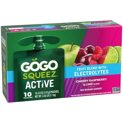 GoGo SqueeZ Active Electrolyte Cherry Raspberry Lime - Shop Mixed fruit ...