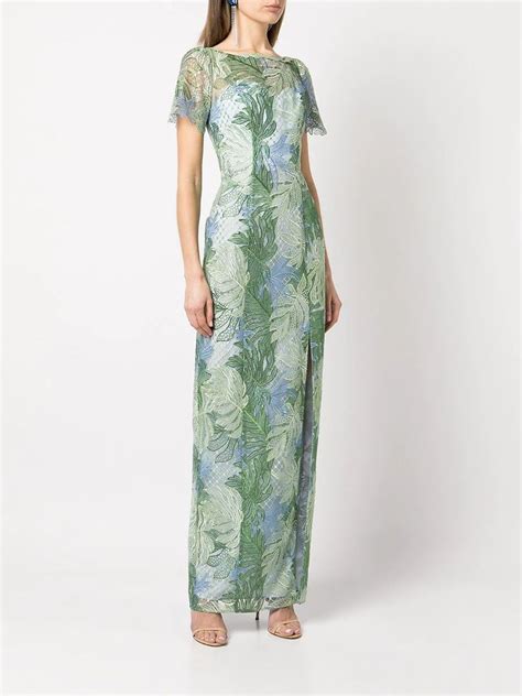 Shop Marchesa Notte Leaf Embroidery Sleeveless Dress With Express