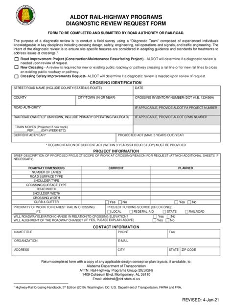 Fillable Online Aldot Rail Highway Programs Diagnostic Review Request