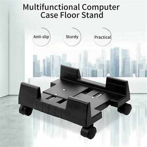 Mobile Desktop Computer Floor Stand Rolling Wheels Adjustable Width Pc