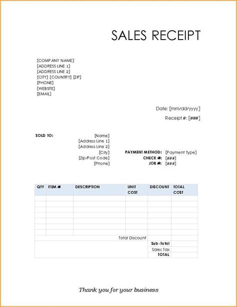 An Invoice Form With Sales Receipts On It