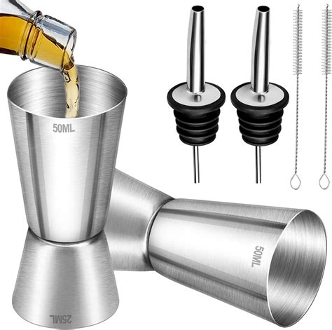 1 Set Spirit Measures 25 50 Ml And 15 30 Ml 2pcs Stainless Steel Cocktail Jigger Alcohol Drink