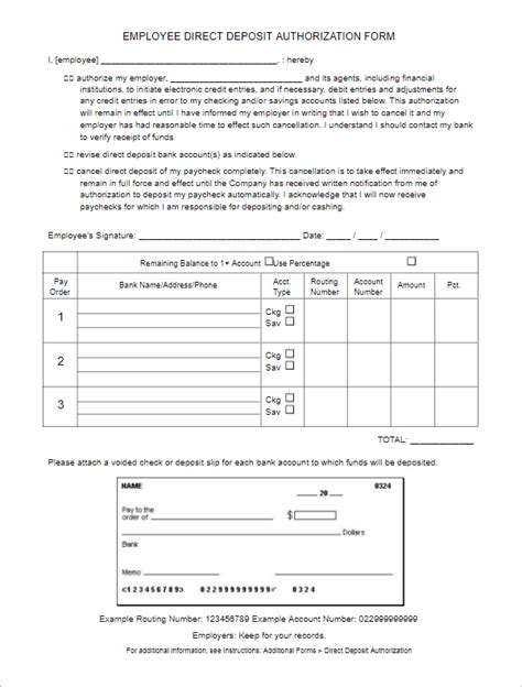 26 Free Deposit Form Templates Word Adp Direct Deposit Forms