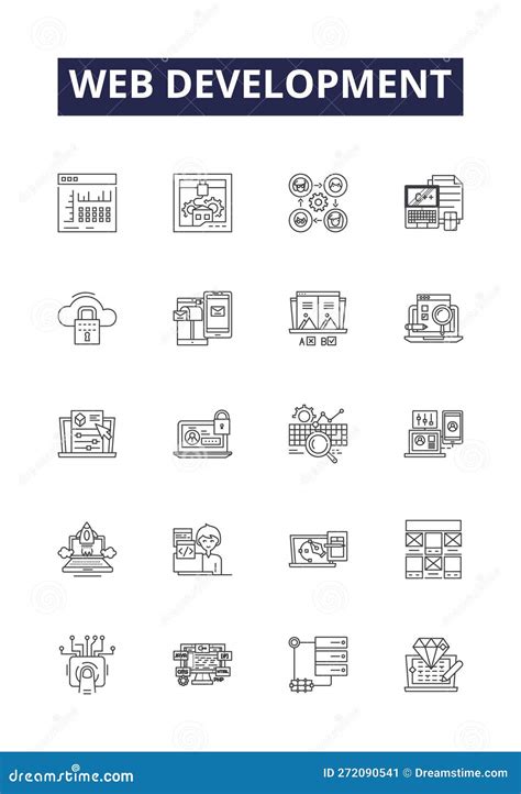 Web Development Line Vector Icons And Signs Development Html Css