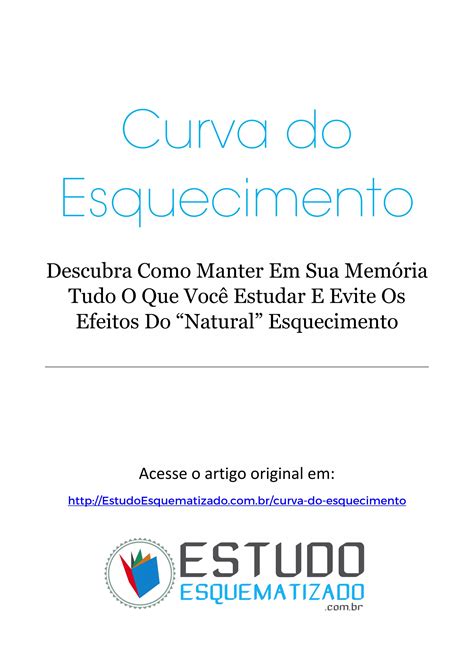 Curva do esquecimento Aprenda como ter uma memória poderosa PDF