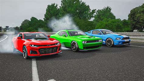 Forza 7 Drag Race Ford Mustang Gt500 Vs Dodge Challenger Srt Hellcat Vs Chevrolet Camaro Zl1