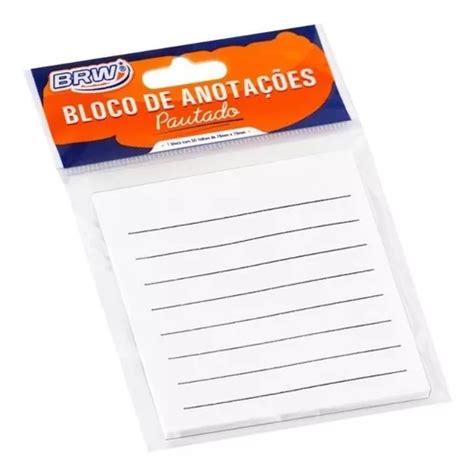 Bloco De Anotações 76x76mm Pautado Branco Brw 50 Folhas MercadoLivre