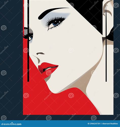 A Poster With A Womans Face On A Red And Black Background Stock