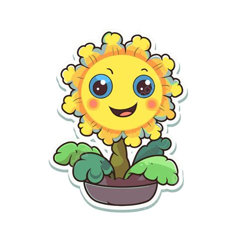 Dibujos Animados Lindo Soleado Girasol Pegatina Clipart Vector PNG