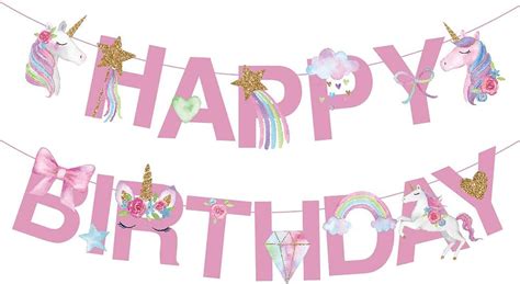 Unicorn Birthday Banner Unicorn Party Decoration Unicorn Etsy