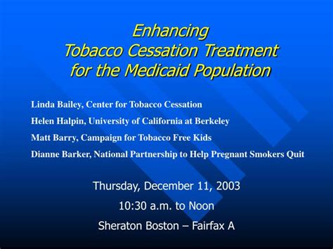 PPT Enhancing Tobacco Cessation Treatment For The Medicaid Population